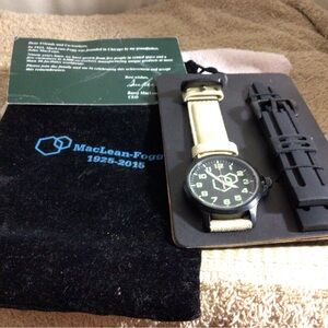 Men's Black Case Watch with Olive Green Strap